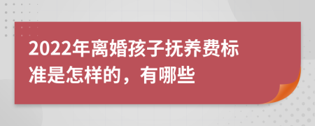 2022年离婚孩子抚养费标准是怎样的，有哪些