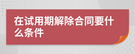 在试用期解除合同要什么条件