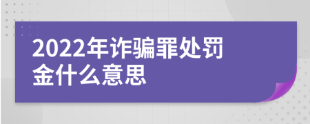 2022年诈骗罪处罚金什么意思