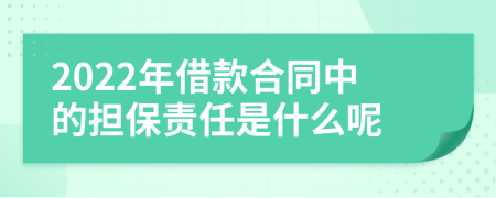 2022年借款合同中的担保责任是什么呢