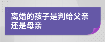 离婚的孩子是判给父亲还是母亲