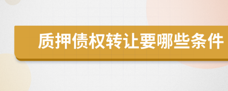 质押债权转让要哪些条件