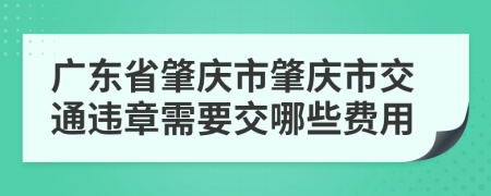 广东省肇庆市肇庆市交通违章需要交哪些费用