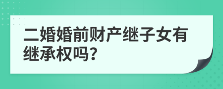 二婚婚前财产继子女有继承权吗？