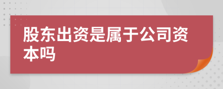 股东出资是属于公司资本吗