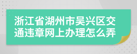 浙江省湖州市吴兴区交通违章网上办理怎么弄