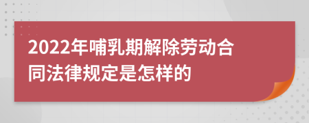 2022年哺乳期解除劳动合同法律规定是怎样的