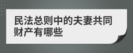 民法总则中的夫妻共同财产有哪些