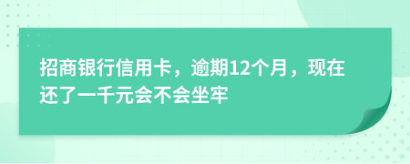 招商银行信用卡，逾期12个月，现在还了一千元会不会坐牢