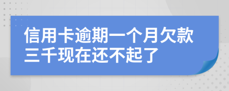 信用卡逾期一个月欠款三千现在还不起了