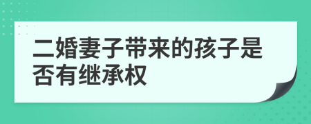 二婚妻子带来的孩子是否有继承权