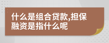 什么是组合贷款,担保融资是指什么呢