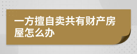 一方擅自卖共有财产房屋怎么办