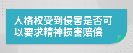 人格权受到侵害是否可以要求精神损害赔偿