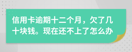 信用卡逾期十二个月，欠了几十块钱。现在还不上了怎么办