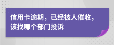 信用卡逾期，已经被人催收，该找哪个部门投诉
