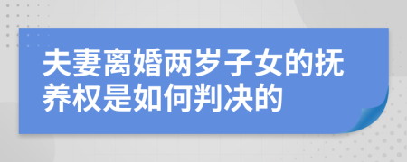 夫妻离婚两岁子女的抚养权是如何判决的