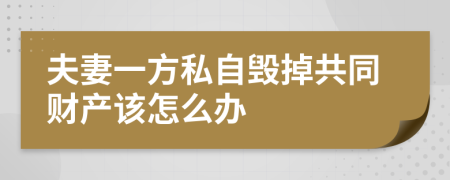 夫妻一方私自毁掉共同财产该怎么办