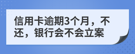 信用卡逾期3个月，不还，银行会不会立案