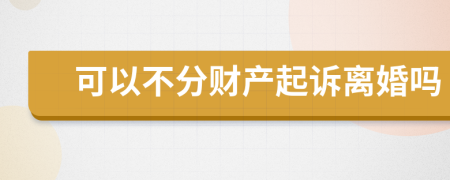 可以不分财产起诉离婚吗