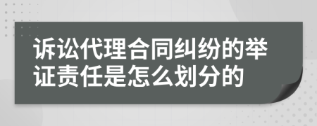 诉讼代理合同纠纷的举证责任是怎么划分的