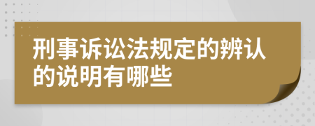 刑事诉讼法规定的辨认的说明有哪些