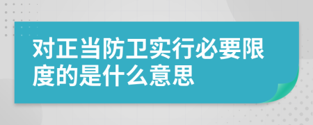 对正当防卫实行必要限度的是什么意思