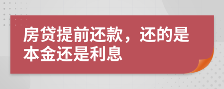 房贷提前还款，还的是本金还是利息