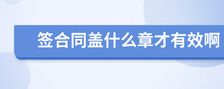 签合同盖什么章才有效啊