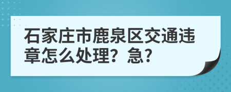 石家庄市鹿泉区交通违章怎么处理？急?