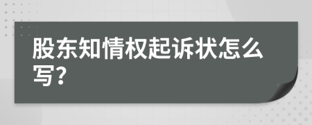 股东知情权起诉状怎么写？