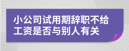 小公司试用期辞职不给工资是否与别人有关