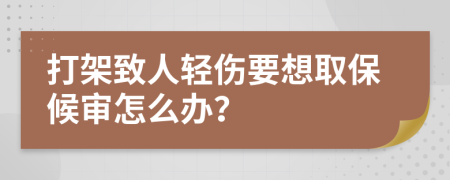打架致人轻伤要想取保候审怎么办？