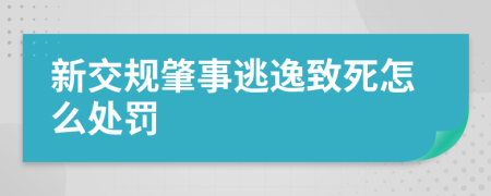 新交规肇事逃逸致死怎么处罚