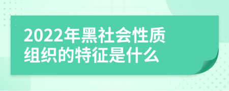 2022年黑社会性质组织的特征是什么