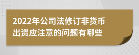 2022年公司法修订非货币出资应注意的问题有哪些