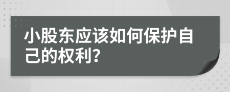 小股东应该如何保护自己的权利？