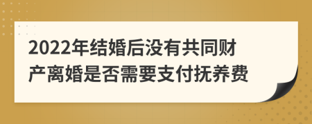 2022年结婚后没有共同财产离婚是否需要支付抚养费