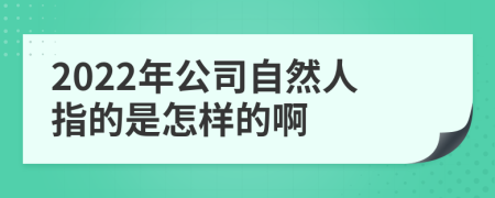 2022年公司自然人指的是怎样的啊