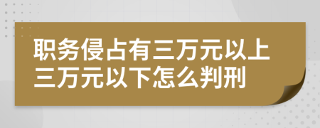 职务侵占有三万元以上三万元以下怎么判刑