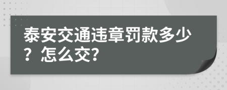 泰安交通违章罚款多少？怎么交？