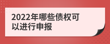 2022年哪些债权可以进行申报