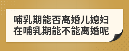 哺乳期能否离婚儿媳妇在哺乳期能不能离婚呢