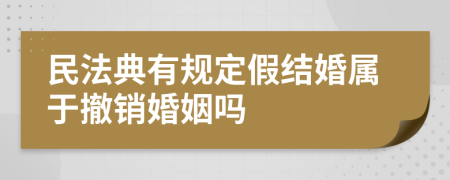 民法典有规定假结婚属于撤销婚姻吗