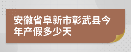 安徽省阜新市彰武县今年产假多少天