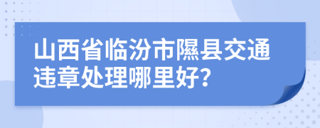 山西省临汾市隰县交通违章处理哪里好？