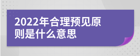 2022年合理预见原则是什么意思