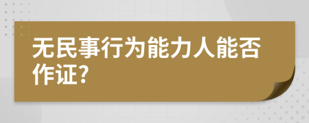 无民事行为能力人能否作证?