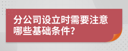 分公司设立时需要注意哪些基础条件？