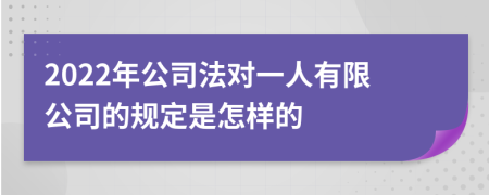 2022年公司法对一人有限公司的规定是怎样的